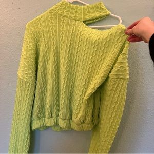 Neon Green Fashion Nova off-shoulder Turtle Neck
